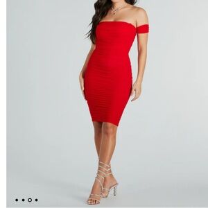 Thinking Of You Ruched Mesh Midi Dress